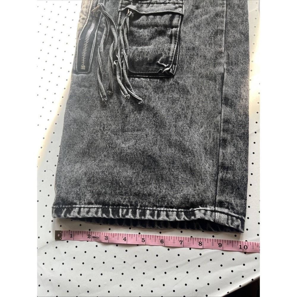 Disclosure Washed Black Cargo Jeans Wide Leg Y2K Streetwear Utility Pants 9/29 - Picture 5 of 11